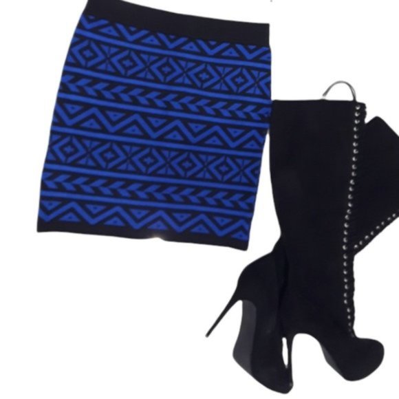 Vintage High Rise Geometric Knit Skirt - Picture 11 of 16